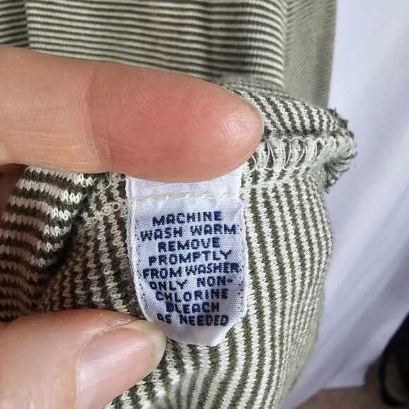 Polo Sport Mens Olive Striped Crewneck Pullover Sz L 100% Cotton Ribbed Cuffs - Picture 7 of 9